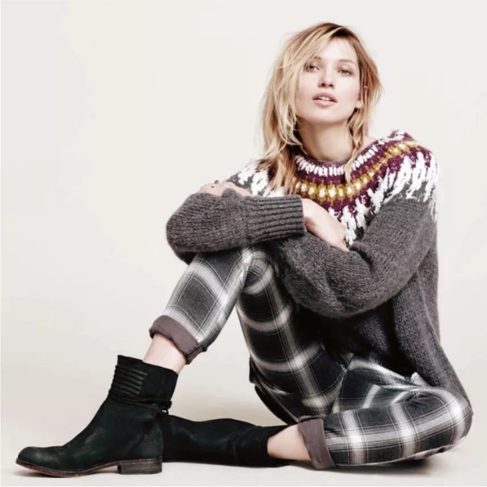 Free People Black and Gray Monochromatic Slouchy Cargo Pants - Picture 3 of 6